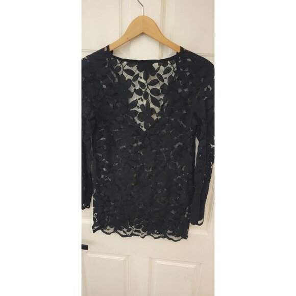 J. Valdi black lace swimsuit coverup eyelet New See through - Picture 13 of 16